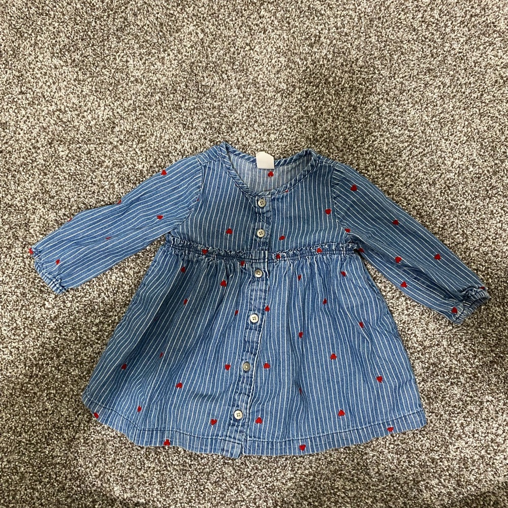 GAP Blue Striped Dress with Red Dots
